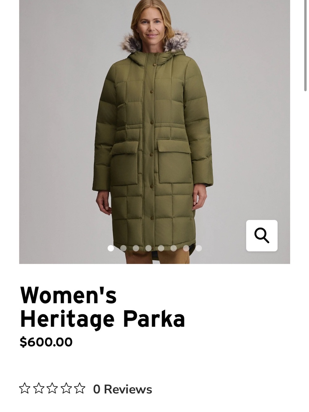 Eddie Bauer Olive Longline Puffer Coat with Faux-Fur Hood